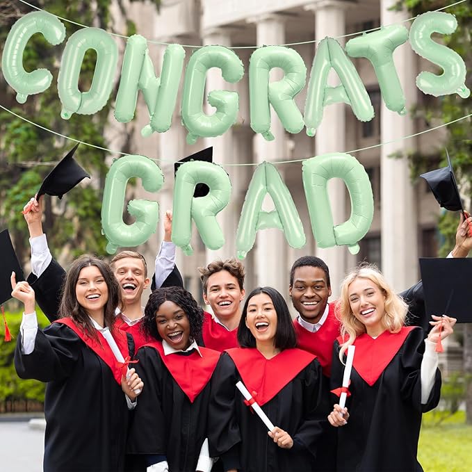 KALOR 16 Inch Olive Green Congrats Grad Banner Balloons, Olive Green Congrats Grad Letters Sign, Graduation Decorations 2026 for Graduation Party Decorations 2026