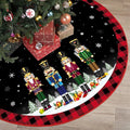 48 Inch Christmas Tree Skirt Double Layer Large Snowflake Xmas Tree Mat Decor for Winter Holiday Party Indoor Outdoor Christmas Decorations(Black,Nutcracker)