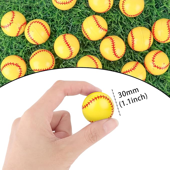 24 Pcs Softball Bouncy Balls for Kids, 32mm Rubber Bounce Sport Balls Bulk for Party Favors, Goodie Bag Fillers, Easter Gift Bag Stuffers, Basket Stuffers, Classroom Prizes, Carnival Party Supplies
