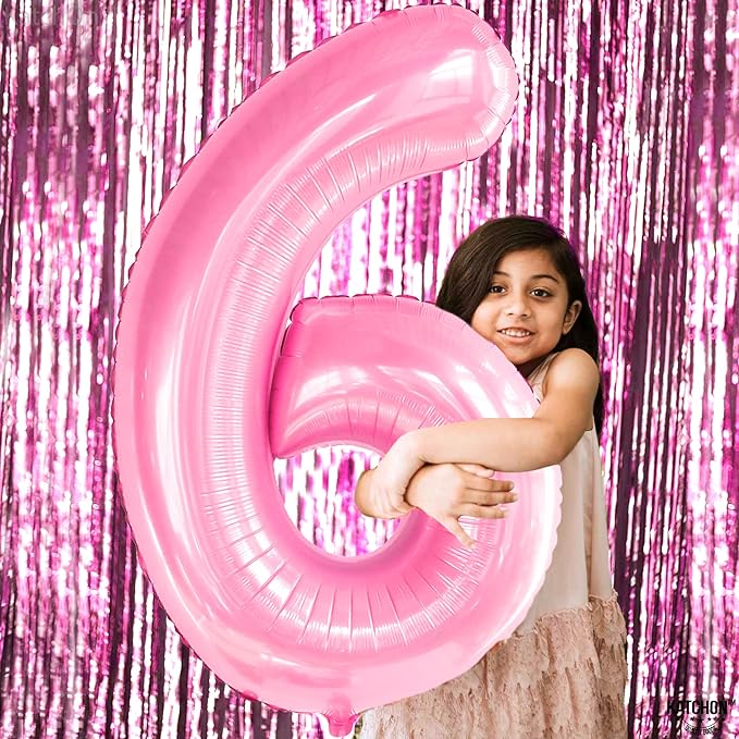 KatchOn, Giant Light Pink Number 6 Balloon - 40 Inch | 6 Balloon Number, 6th Pink Birthday Decorations for Girls | Pink 6 Balloon, 6th Anniversary Decorations | 6 Year Old Pink Party Decorations