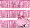 3 Pack 10 Ft Pink Foil Fringe Garland Metallic Streamers Tinsel Banner Wall Hanging Garland Backdrop for Parade Floats, Halloween, Christmas, Thanksgiving, New Year Party Decorations