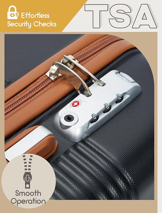CONCEPTEN Luggage Sets 5 Piece, Suitcases with Wheels, Hardshell Suitcase Set, ABS Carry on Luggage Set with TSA Lock, Travel Luggage