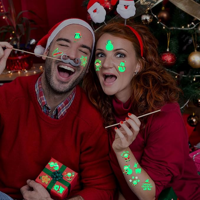 150PCS Luminous Christmas Tattoos, Christmas Accessories, 150 Kinds of Glow in the Dark Xmas Temporary Tattoos, Stocking Stuff Xmas Supplies, Xmas Goodie Bag Candy