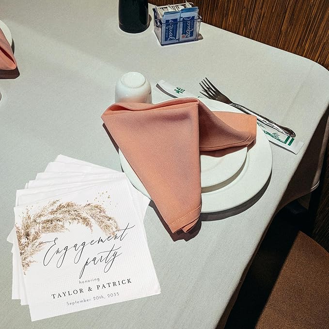Luxury Custom Pack 15pcs We're Engaged Wedding Napkins, Engagement Decorations for Party, Custom Beverage Cocktail Luncheon Dinner Napkins 6