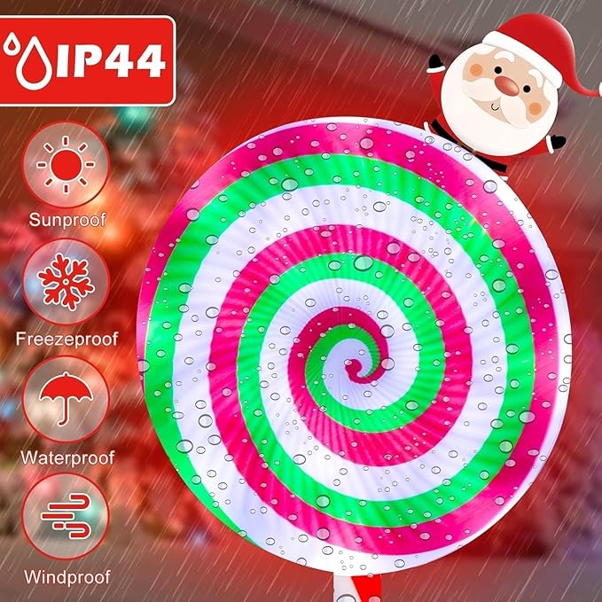 6 PCS Christmas Pathway Lights Outdoor Decorations, 28 Inch Lollipop Walkway Stake 8 Lighting Modes Flickering Candy Marker Waterproof Outside Christmas Decor for Garden Yard Lawn (Red Green)