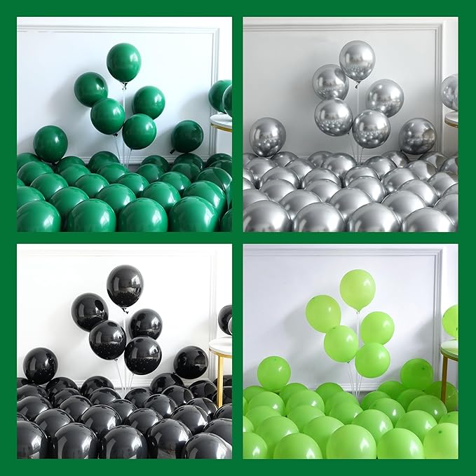 154pcs Alien Balloon Arch Kit - Green Black Silver Latex Balloons with Alien/UFO/Cow/Burst Foil Balloons for Alien Decorations, Space Birthday, Trunk or Treat Car Decor