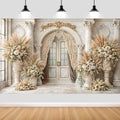 8X6ft European Retro Palace Backdrop Elegant Boho Flowers Photography Background Luxurious Dreamlike Wedding Bridal Shower Party Decoration Supplies Cake Table Photo Booth Studio Props