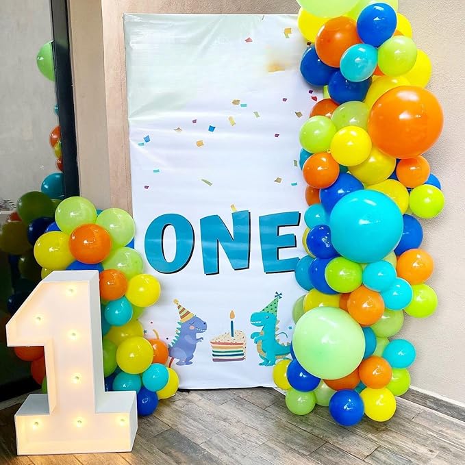 Blue Yellow Green Balloon Arch Kit, Colorful Latex Birthday Balloons Blue Yellow Orange Green 5 10 18 inch Party Balloons Garland Kit for Baby Shower Decorations Birthday Wedding Graduation Party