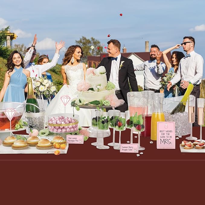 WNINK 2 Pack Maroon Tablecloths Burgundy Disposable Table Covers 54" x 108" Table Cloths for BBQ Birthday Picnic Bridal Shower Engagement Wedding Plastic Table Cloths for Parties