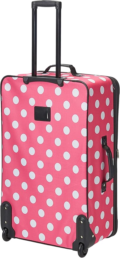 Rockland Polka Softside Upright Luggage Set, Expandable, Lightweight, Pink Dots, 4-Piece (14/19/24/28)