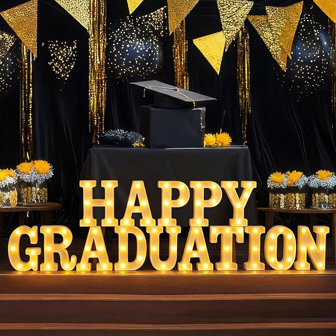 Honoson 15 Pcs 2026 Graduation Party Decoration Happy Graduation Lights up Signs Neon Table Sign Decor for Grad Party Home Class School Supplies