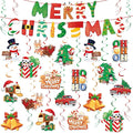Christmas Decor Set: Banner & Hanging Swirls - for Home, Office, Classroom Indoor Christmas Party Decorations