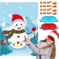AUGSUN Pin The Nose On The Snowman, Christmas Snowman Games Large Snowman Poster with Carrot Nose and Blindfold Christmas Activities for Families Adult Kids Xmas Gifts Winter Holiday Party Supplies