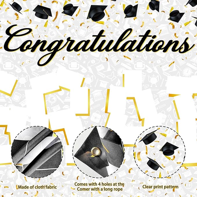 Large Graduation Photo Banner Decorations 72x44 Inch,Graduate Banner for Class of 2026 Ceremony Congratulations Grad School DIY Prom Favors Party Supplies, Picture Backdrop Sign Photography Background