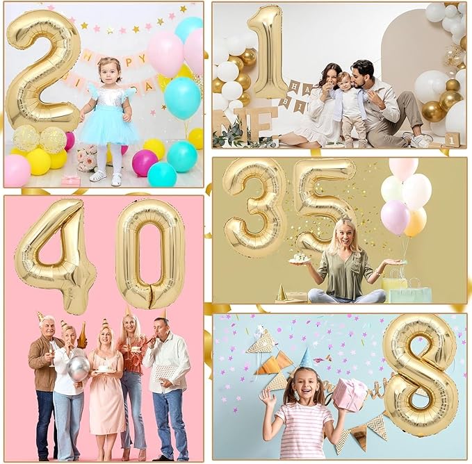 40 inch White Gold Number Balloon Giant Foil Helium Balloons Champagne Gold Number 7 Balloon for 7th Birthday Party Decorations