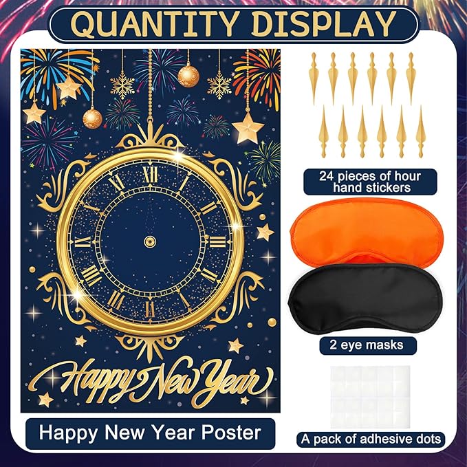 AUGSUN New Years Eve Games 2026 Happy New Year Activities New Years Clock Games 2026 NYE Party Favors Eve Party Supplies Gifts for Kids Girls Boys Adults Family