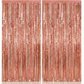 KatchOn, Rose Gold Fringe Curtain - XtraLarge 3.2x8 Feet, Pack of 2 | Rosegold Backdrop for Anniversary, Wedding, Bachelorette Party Decorations | Fringe Backdrop for Sweet 16 Birthday Decorations
