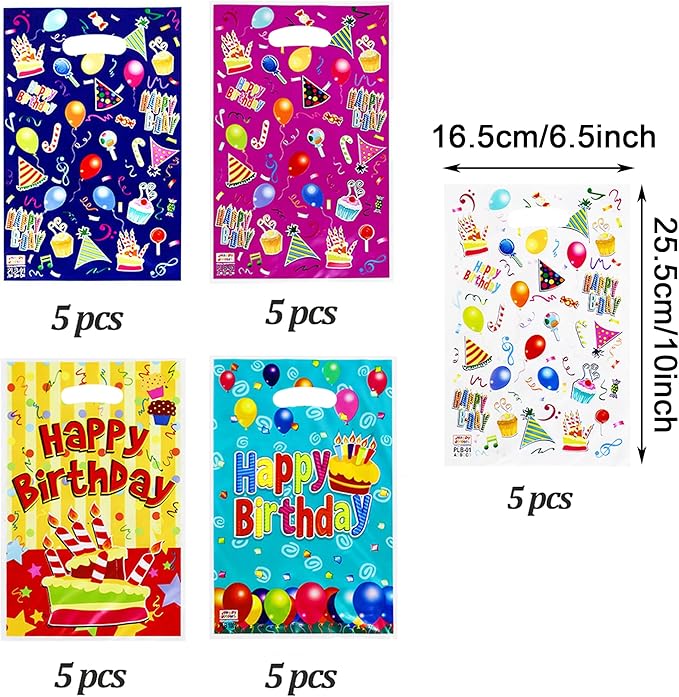 25 Pcs Kids Party Favors - Birthday Goodie Candy Bags, Bolsitas Bolsas para Dulces de Cumpleaos, Loot Bags
