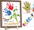 Personalized Handprint Wooden Sign You Are My Sunshine Frame with Paint, Handprint Kit, Custom Art Craft Family Keepsake, Mothers Day, Gifts for Baby Shower, New Parents, Grandparents, Nursery Decor