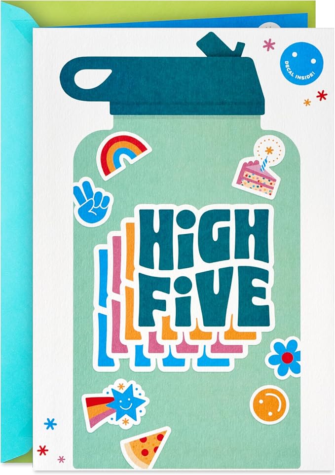 Hallmark Kids Birthday Card with Sticker (High Five Decal) for Son, Daughter, Grandchild