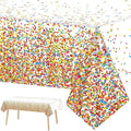3 Pieces Confetti Sprinkles Birthday Tablecloth for Happy Birthday Decoration Plastic Disposable Rectangle Sprinkles Party Table Covers for Kids Two Sweet Donut Weddings Party Favors, 54 x 108 Inches