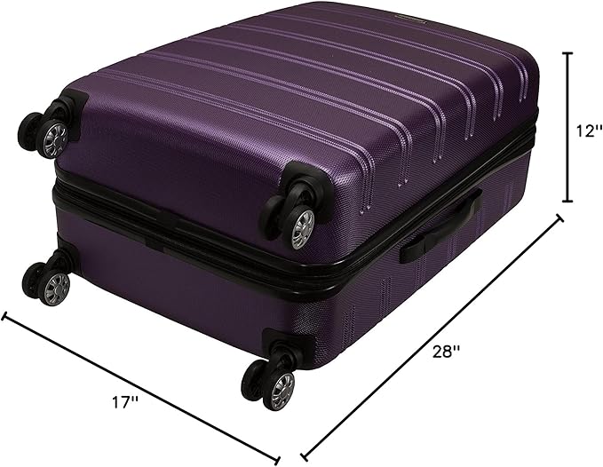 Rockland Melbourne Hardside Expandable Spinner Wheel Luggage, Checked Large 28", Purple