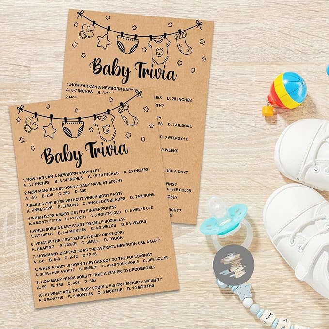 Baby Shower Game - Trivia Cards & Party Activities, 30 Cards Included, Kraft