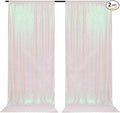 PartyDelight Iridescent White Sequin Backdrop 5x10ft 2 Panels - High Density 3mm Shimmer Sequin Background with 4-Inch Rod Pocket, Sparkly Photography Curtain for Wedding, Stage & Event Decor