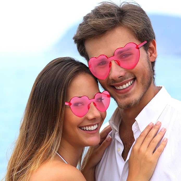 AEAHALY Heart Sunglasses for Women and Men Rimless Heart Shaped Sunglasses Bachelorette Bride Party Accessories