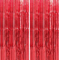 Crosize 4 Pack 3.3 x 9.9 ft Red Foil Fringe Curtains Party Decorations, Bachelorette Valentines Day Party Decorations, Tinsel Curtain Backdrop for Parties, Door Streamer for Birthday Decoration