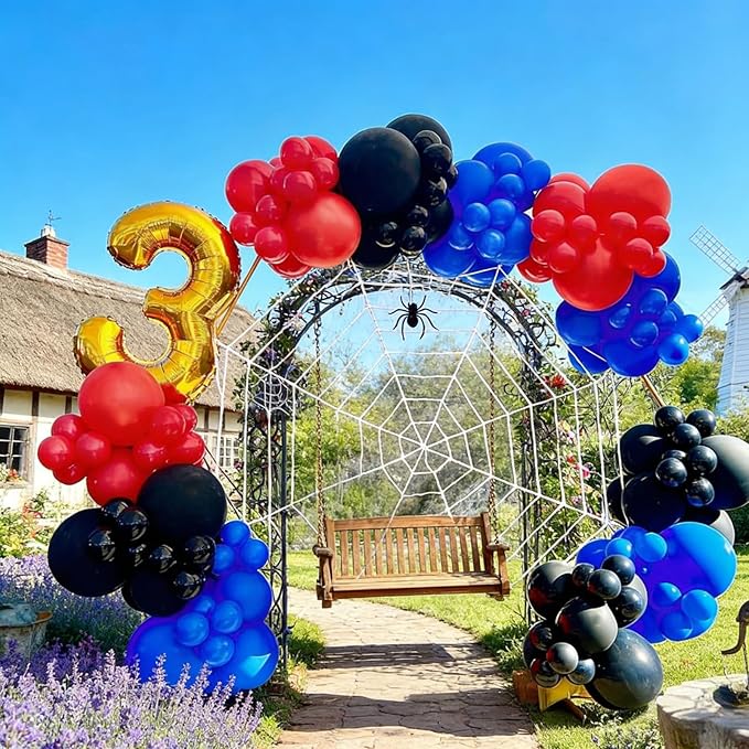 320 Pcs Red Blue Black 12 Inch Bulk Latex Balloons, for Boys Cool Spider Theme Birthday Baby Shower Graduation Ceremony Party Decorations