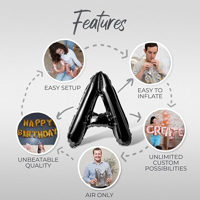 Letter Balloons - HAPPY RETIREMENT 16" Inch Alphabet Letters Foil Mylar Balloon Retirement Party Balloon Banner (Black)