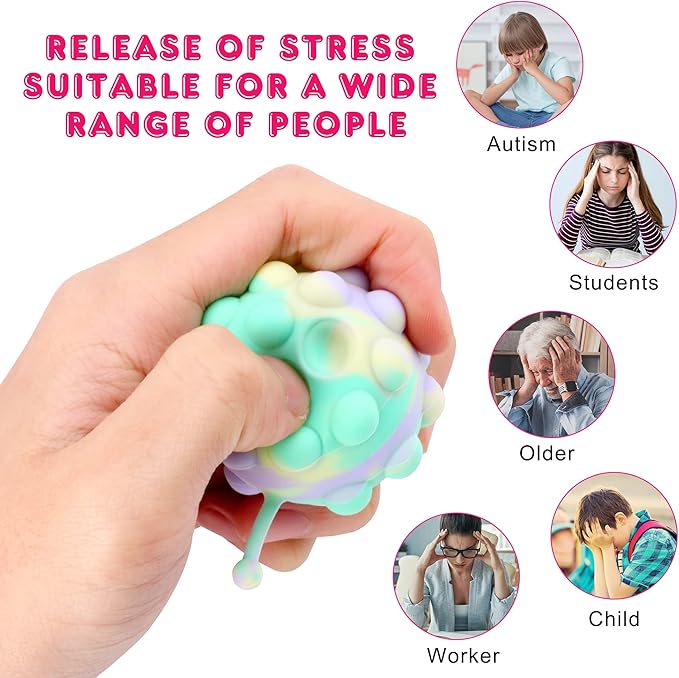 Easter Basket Stuffers, 18 PACK Animal Pop Fidget Balls, Easter Egg Fillers, Birthday Gifts for Boys Girls, Party Favors for Kids 4-8 8-12, Goodie Bags Stuffers for Kids, Pinata Stuffers
