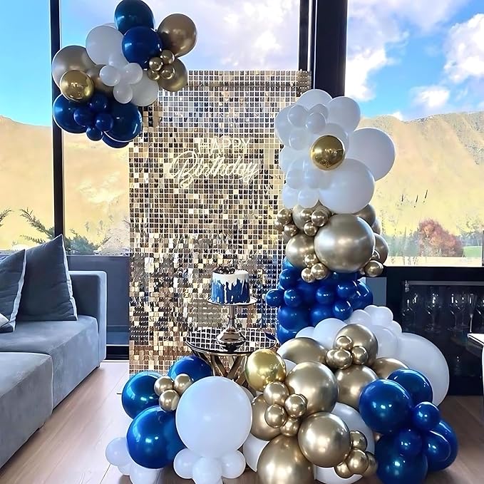 Light Gold Shimmer Wall Backdrop 36 Panels Cover 6 x 6 Ft, Photo Backdrops for Wedding,Anniversary,Birthday,Party Decoration