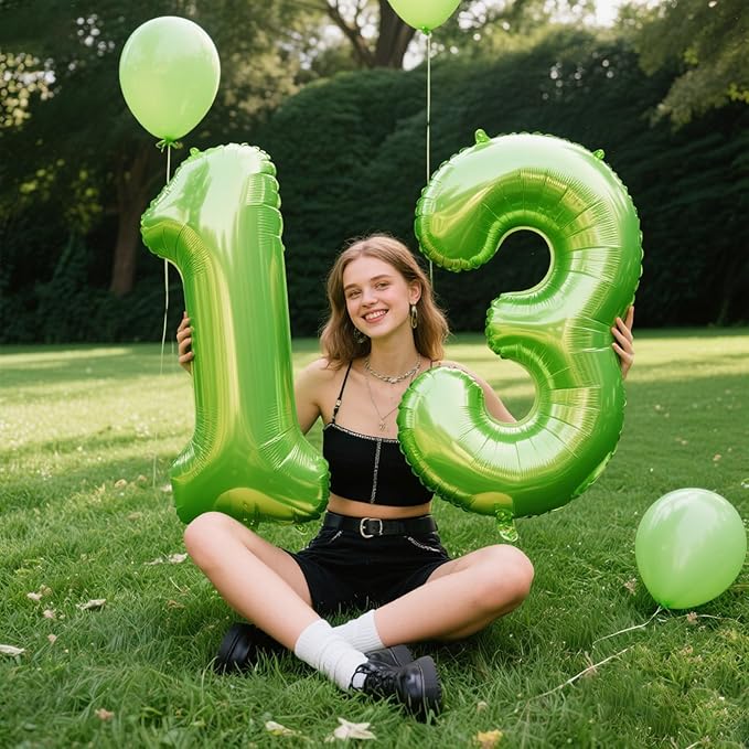 40 Inch Light Green Balloon Number 1 First Birthday Jumbo Mylar Foil Helium Balloon for 10 21 31 Birthday Digital for Birthday Party Wedding Anniversary Party Decorations