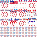 Honoson 48 Pcs 4th of July Accessories USA 250th Anniversary Party Favors Include 24 Patriotic Shutter Glasses 24 Head Boppers American Flag Sunglasses for Independence Day Veterans Day Supplies