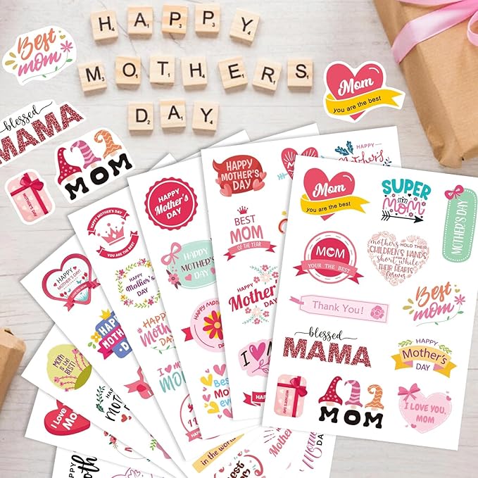 Happy Mothers Day Stickers, 321Pcs Mother's Day Stickers, Mom Stickers, Mothers Day Gifts Cards Lables