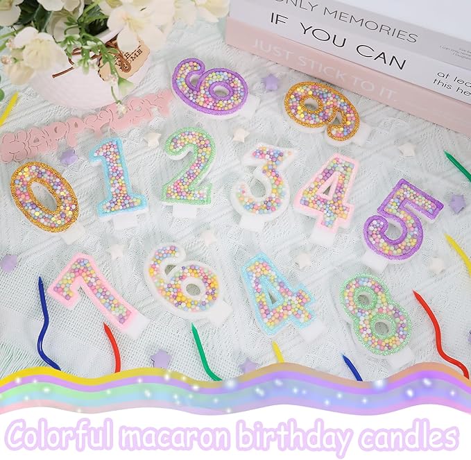 Pink Birthday Candles - Number 9 Candle, Colorful Macaron Candles, 9 Cake Topper, Pink Birthday Decorations, Sweet Theme Birthday Party Supplies
