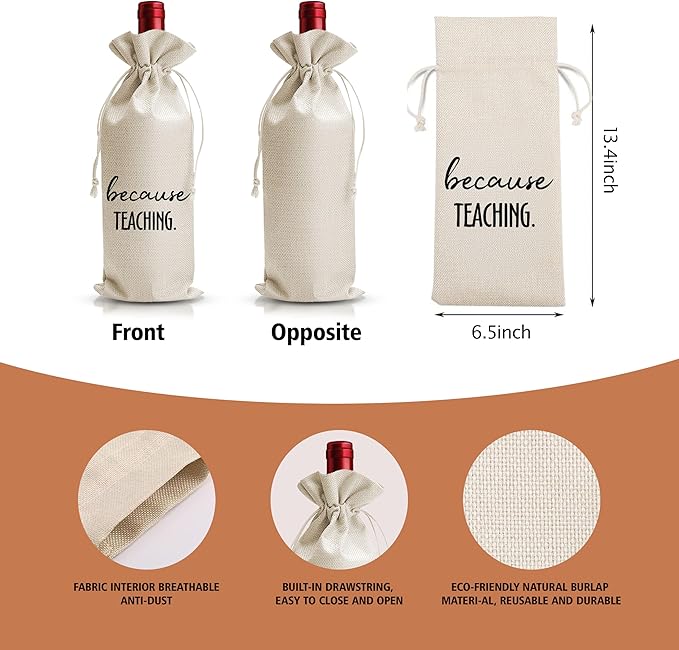 Teacher Appreciation Gifts Wine Bag, Teacher's Day Gifts, Thank You Gifts for Coworkers Colleagues, Personalized Teacher Gift, End of Year Favors for Teacher, Graduation Party Favor