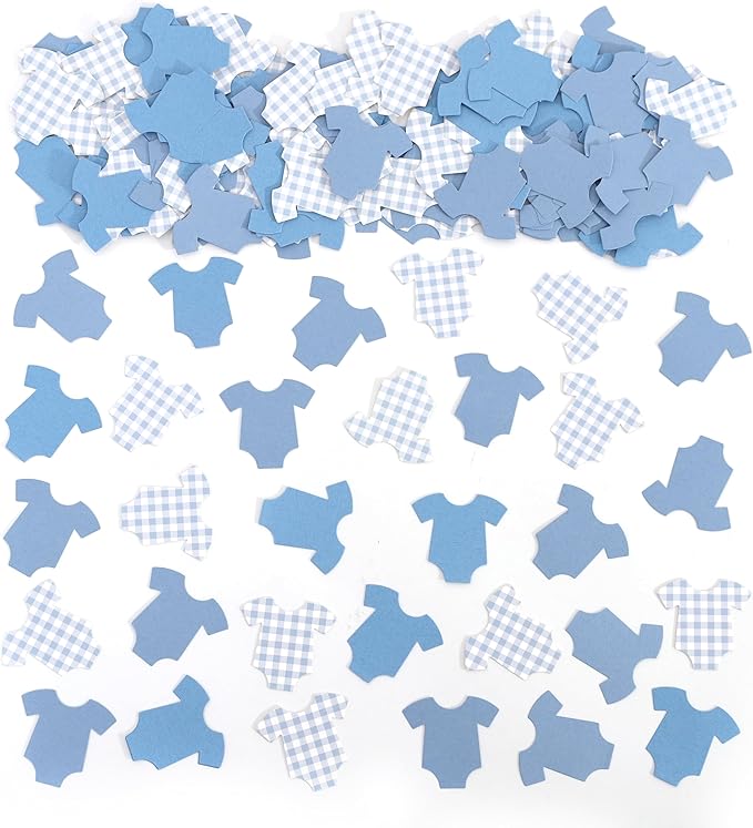 Blue Bodysuit Confetti - Blue Gingham Baby Shower Confetti,Baby Shower Decoration,Boy/Girl Onsie Decor (blue-1)