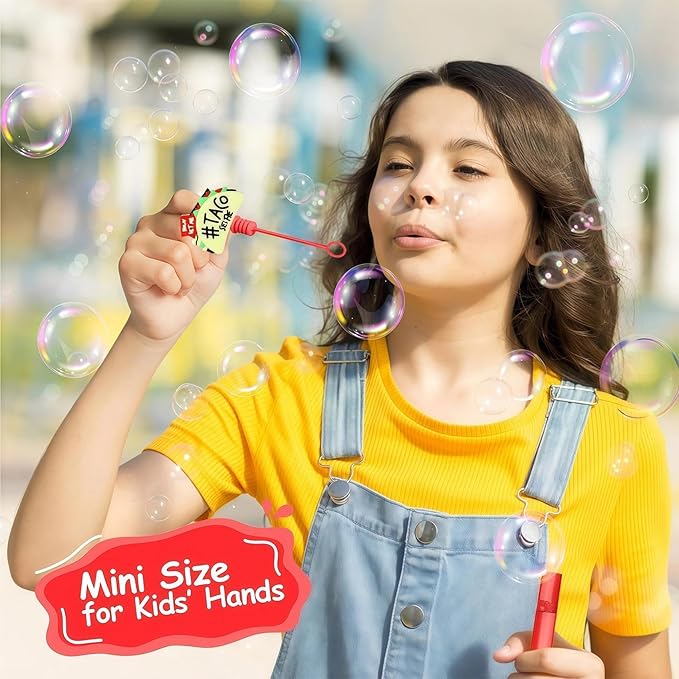 AFZMON 24Pcs Cinco De Mayo Party Favors Bubble Wands for Kids, Mexican Fiesta Mini Bubbles Wands, Taco Party Supplies Goodie Gift Bag Stuffers Pinata Classroom Prizes