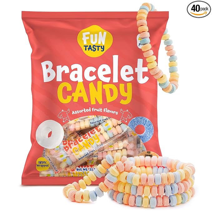 Candy Bracelets - 40 Count Pack - Bulk Candy Individually Wrapped - Easter Candy for Goodie Bags, Party Favors, and Classroom Rewards - Easter Eggs Fillers
