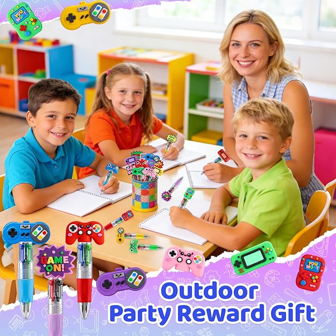 CZWZ 30Pcs Mini Multicolor Pens in One 4-in-1 Cute Pens Bulk for Kids, Ballpoint Pen for Birthdays and Children's Parties, Fun Gifts Assorted Ink Kawaii Pen(Vedio Game)