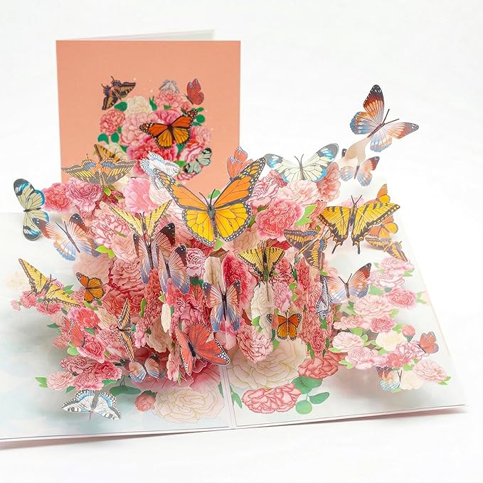 Butterfly Flower Pop Up Card, 3D Butterflies Flowers Garden Anniversary Valentine's Day Popup Cards, Thank You, Happy Birthday Greeting Card for Mom, for Wife, for Daughter, for Sister