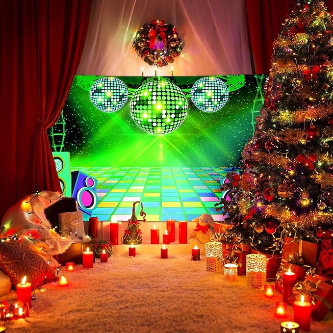 Dance Party Backdrop Retro 80s 90s Theme Stage Dance Ball Music Birthday Party Decoration DJ Photography Background 8X6 ft for Baby Shower Picture Photo Shoot Polyester Fabric, Red