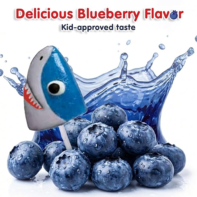 Shark Lollipops Bulk 24 Pack – Shark Shaped Candy Suckers Individually Wrapped – Baby Shark Theme – Ocean Under the Sea Party Favors – Birthday Treats for Kids Goodie Bags