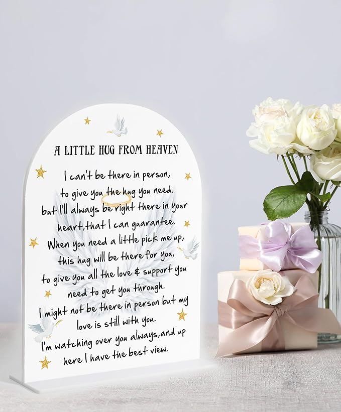 A Little Hug From Heaven, Memory Table Sign for Wedding, White Arch Acrylic Ceremony and Reception Decor, Wedding Reception and Event Party, Bridal Shower Decor, Centerpiece Table Decorations Party-24