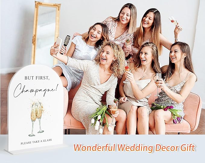 But First Champagne Sign, White Arch Acrylic Wedding Bottle Service Sign, Wedding Signs for Ceremony and Reception, Bridal Shower Decorations, Engagement Party Decor, Centerpiece Table Decor Party-28