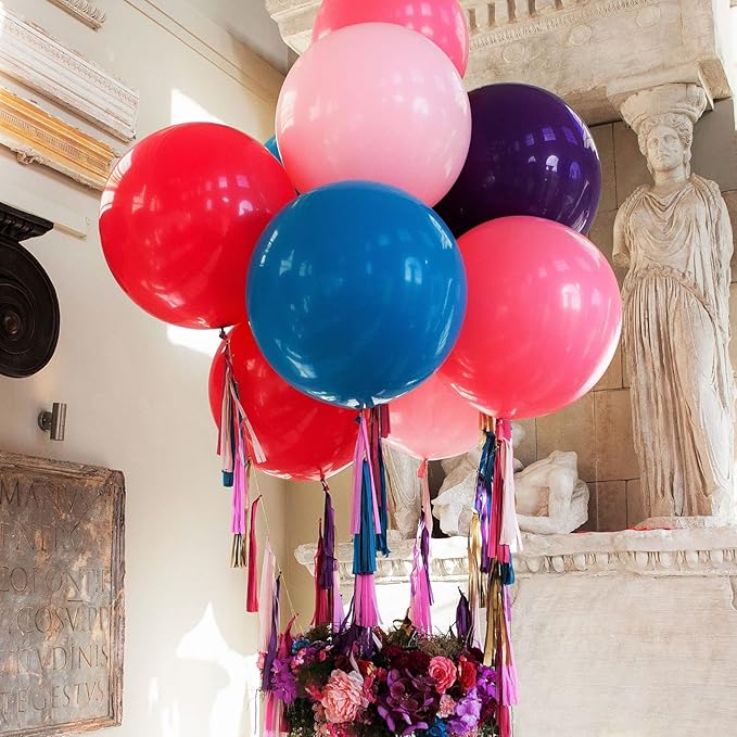 15pcs 24 Inch Balloons Large Assorted Balloons Thick Latex Heavy Duty Balloon Round Big Giant Globos Grandes Huge XXL Jumbo stuffing Colorful Ballons Wedding Birthday Rainbow Party Decorations