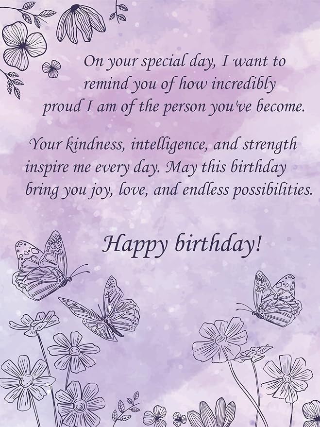 Daughter Birthday Card - | Made From Real Bamboo | 5" X 7" - 1 Pack (With Envelope) | Laser Cut, Butterfly Themed Card
